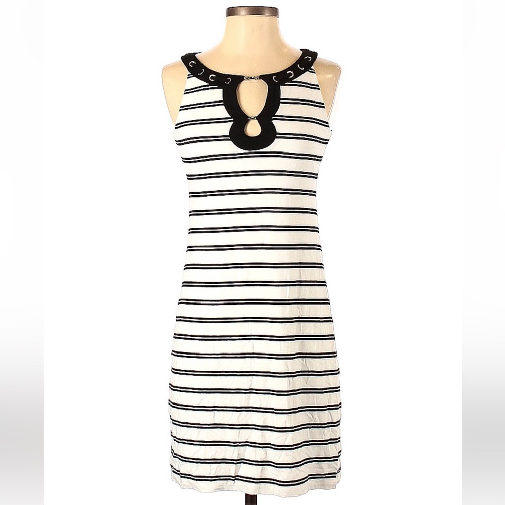 White House Black Market Sleeveless Striped Keyhole Shift Dress XXS